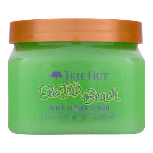 Image of Tree Hut Electric Beach Shea Sugar Scrub, Exfoliating, Hydrating & Moisturizing Body Scrub with Shea Butter & Nourishing Essential Oils, Smooth & Soften Skin, Refreshing Skincare Essential, 18 oz
