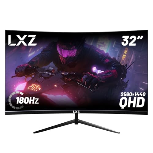 32 Inch Computer Monitor 1500R, 2K QHD (2560 * 1440) 180Hz Frameless Display with FreeSync, Display...