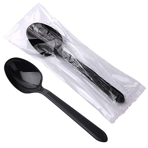 Plastic Spoons Individually Wrapped, 100pcs Heavy Duty Disposable Spoons Bulk - Ideal for Parties, Restaurants, Travel & Takeout
