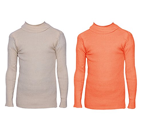 Image of IndiWeaves Boys' T-Shirt (Pack of 2) (10110-0008-IW-P2-18 Beige & Orange 1-2 Years)