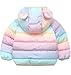 bebeone Toddler Winter Coats Puffer Padded Jacket Baby Boys Girls Bear Hoods Down Jacket Light Weight Infant Outerwear,#3-Rainbow-110