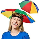 Esshogo Regenschirm Hut, Faltbarer Sonnenschirmhut, Regenschirmhut mit Gummiband, Lustige Kopfbedeckung, Kopfbedeckung für Erwachsene & Kinder, für Karneval Festival Strand Angeln Outdooraktivitäten