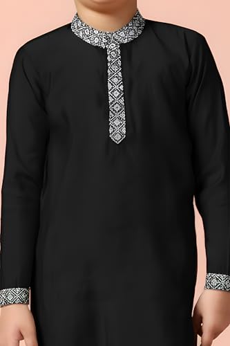 Image of Fashion Dream Boy's Chanderi Silk Embroidered Kurta Pajama Set|Boys Kurta Set|Kids Ethnic Set