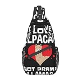 ELBULL I Love Alpacas - Bolso bandolera ligero para viajes, senderismo, mochila pequeña para mujeres y hombres, regalos, Black, Talla única