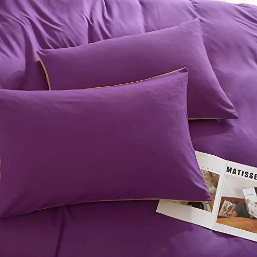 Ruccit Purple Duvet Cover Queen Teen Girls Women Duvet Cover Set Full Reversible Khaki Camel Brushed Microfiber Bedding Duvet Cover Set Zipper Closure,Fade-Resistant,Soft #TOP4