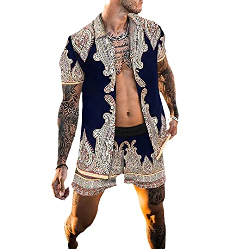 Ensemble à manches courtes homme chemise hawaïenne et short costume de plage XL