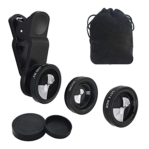 YACSEJAO 3 in 1 Handy-Kamera-Objektiv-Kit Tragbares Handy-Kamera-Objektiv Super-Weitwinkel-Objektiv Makro-Objektiv Fisheye-Objektiv-Clip für Smartphones und Tablet-PC