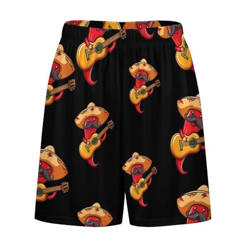 Red Chili Pepper Men's Pajama Shorts Elastic Waistband Beach Shorts Soft Sleep Lounge Pants with Pockets4