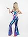 Nawgut Disco Outfit 70s 80s Prom Sparkle Flare Jumpsuit Party Costume Halloween Cosplay For Adult Women-Large