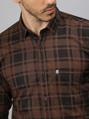 Image of Majestic Man Men's Pure Cotton Checkered Slim Fit Casual Shirt - Full Sleeve | Trendy & Comfortable