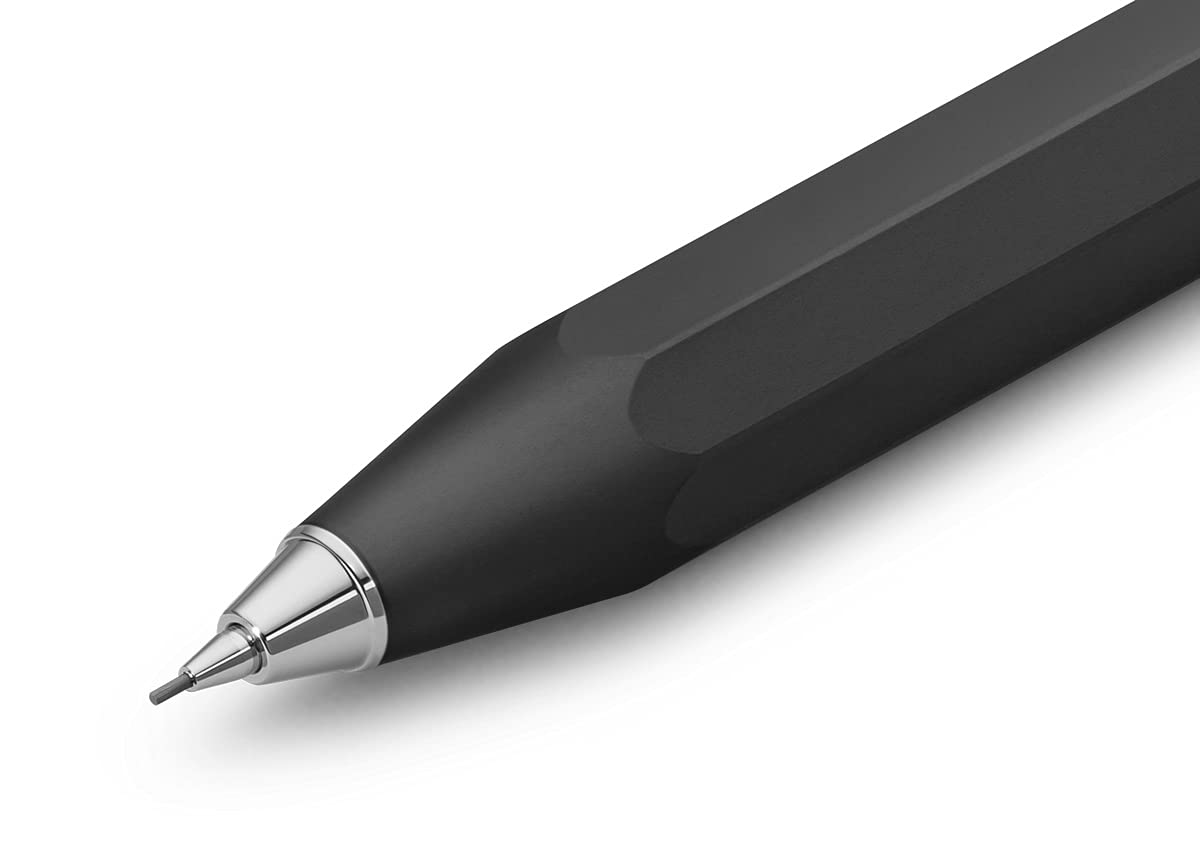 Kaweco AL SPORT ołówek automatyczny, czarny, 0,7 mm HB, ołówek mechaniczny z wysokiej jakości aluminium o jedwabistym połysku, ołówek automatyczny do wielokrotnego napełniania, kolor czarny, ołówek