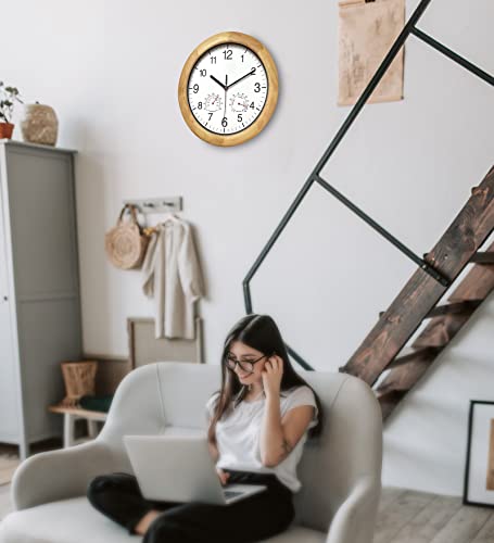 Reynoe Wooden Wall Clock With Temperature And Humidity, 12 Inch Brown, Large Numbers For Room Decor #TOP4