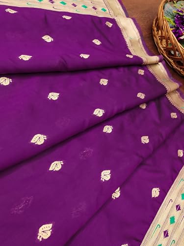 Image of DEVANGI Women's Woven Paithani Banarasi Silk Dupatta /Chunni For Women, Floral Print 1 Meter Wide and 2.3 Meter Length Printed Designer Dupatta /Chunni For Girls