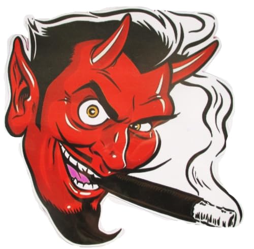 hotrodspirit - Sticker Diable Rouge Qui Fume Un Cigare 14x14 cm Autocollant