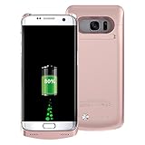 Samsung Galaxy S7 Edge Charger Case 5200mAh Ultra Slim Rechargeable Portable External Backup Battery Pack-Charger Cover-Protective Case Power Bank Case (Rose Gold)