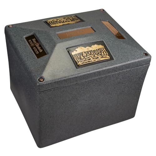 Tyton Graystone Double Urn Vault - Mountain Forest, Urn Vault for Ground Burial, Holds Two Adult Cremation Urns for Human Ashes, Durable and Secure for Cemetery Burial