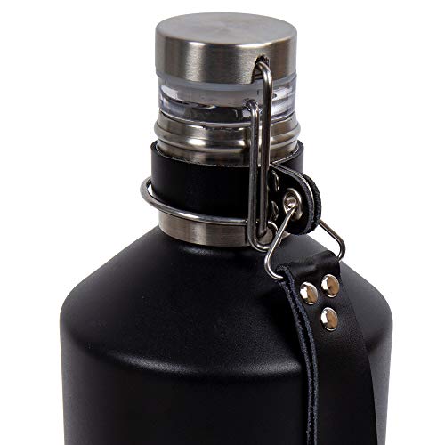 Pure Pure Collection, 70520Dc-Bk 1.9 L S.s Stainless Steel Beer Growler With Leather Strap 64 Oz. Black #TOP2