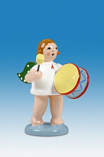 Ange de Noël en bois avec grand tambour figurine souvenir d'enfance