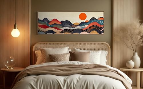 Tableau abstrait Japandi paysage montagne moderne salon - 2