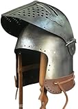 Helmet with Adjustable Visor and Comfortable Cusion Leather Strap Medieval Helmet Armour Battle Gift for Cosplay and LARP
