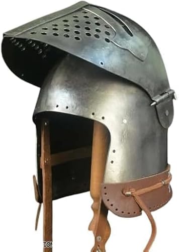 Helmet with Adjustable Visor and Comfortable Cusion Leather Strap Medieval Helmet Armour Battle Gift for Cosplay and LARP