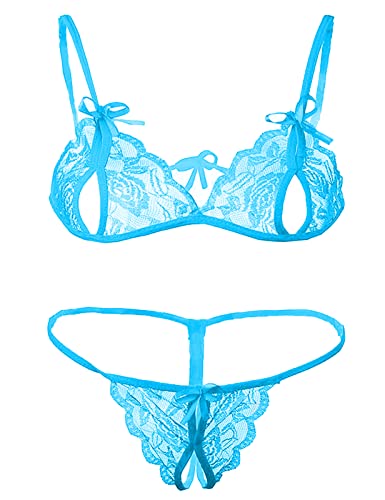 Image of Xs and Os Lace Bra Panty Peek-A-Boo Lingerie Set