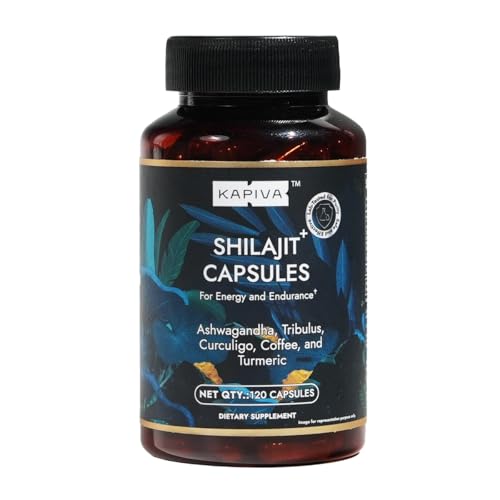 Organic Himalayan Shilajit Resin with Ashwagandha & Turmeric (120 Capsules)