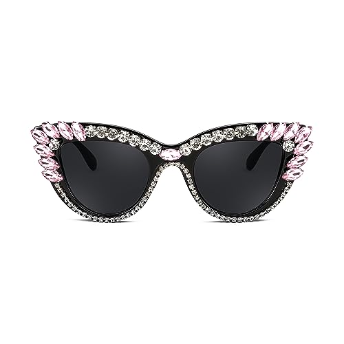 FEISEDY Retro Cat Eye Women Sunglasses Crystal Rhinestone Sparkling Bejewelled Vintage Sunnies B4075 FEISEDY Retro Cat Eye Women Sunglasses Crystal Rhinestone Sparkling Bejewelled Vintage Sunnies B4075