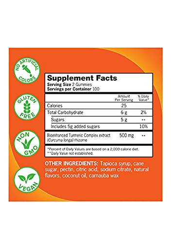 Qunol Turmeric Curcumin Gummies 500 Mg Delicious Gummy Supplements Helps Support An Active Lifestyle, Orange, 60 Count #TOP1