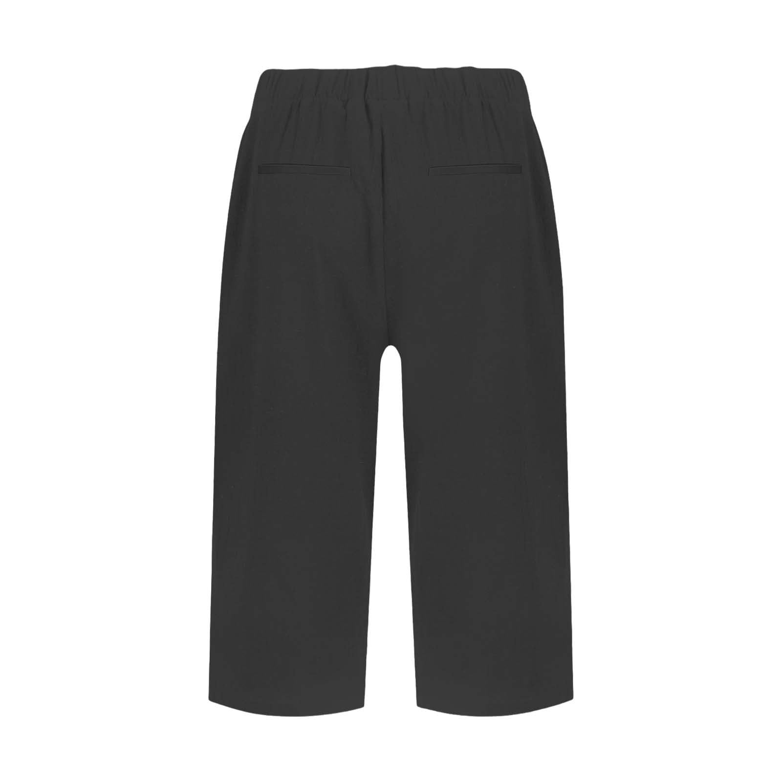 Women's Summer Linen Shorts, Lightweight Cotton High Waisted Elastic Bermuda Knee Curvy Shorts Elegant Loose Beach Shorts with Drawstring and Pockets for Sea Sport - 5