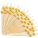 PuTwo Cocktail Picks Handmade Bamboo Appetizer Toothpicks 100 Counts 4.7" Yellow Pearls