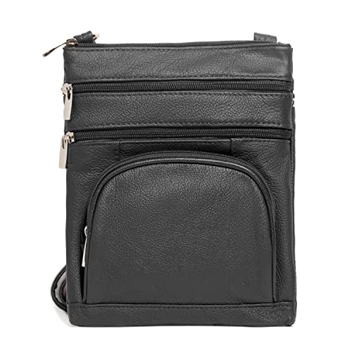 TOVOSO Crossbody Bag for Women, Genuine Leather Multi-Pocket Purse with Adjustable Strap, RFID Protection, Built-In Wallet