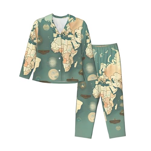 Pyjama femme carte du monde pour des nuits confortables au quotidien