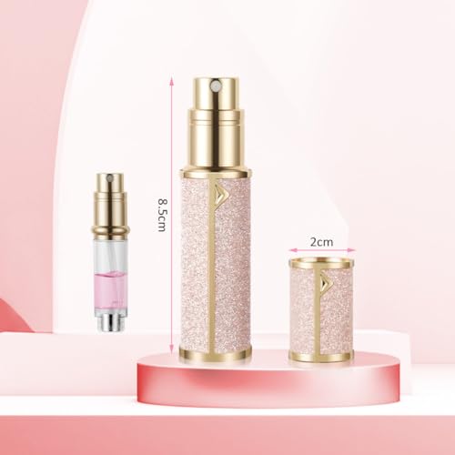 LOPHE Perfume Travel Bottle, 5ML Luxurious Perfume Atomiser Refillable, Shining Perfume Spray Bottle, Easy to Refill Perfume Atomiser for Women Men (Pink) - Image 3