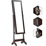 Jewelry Cabinet 61' H Wall/Door Mounted Lockable Jewelry Armoire With 2 Drawers 6 Shelves...