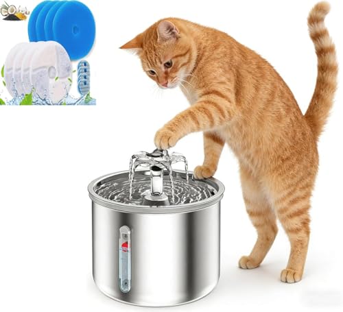Fuente de agua automática para gatos de acero inoxidable 2L