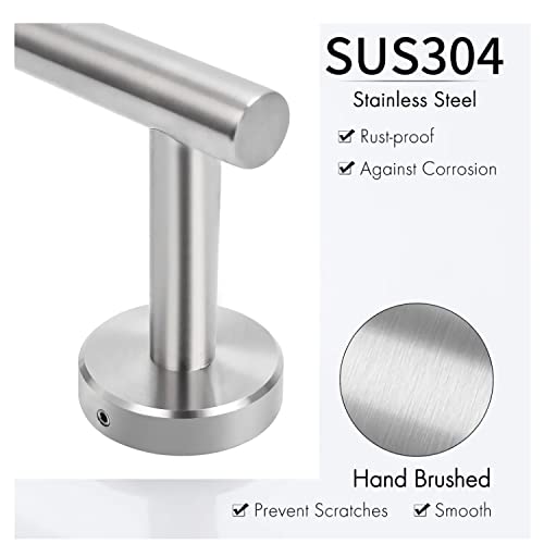 Juego de Accesorios de Baño XINGLO-6 Piezas 40cm Toallero Barra + Portarrollos para Papel Higiénico +4 Gancho para Pared SUS304 Acero Inoxidable/Acabado Cepillado/Instalación de Perforación - imagen 6