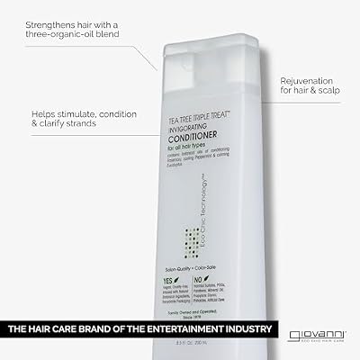 GIOVANNI Tea Tree Triple Treat Invigorating Conditioner - Cooling Peppermint, Eucalyptus, Rosemary, Helps Dry Flaking Scalp, Paraben Free, Helps to Moisturize, Smooth & Detangle - 128 oz