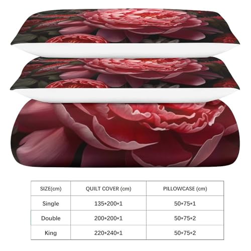 Housse de couette rose 200x200 imprimé 3D microfibre anti-plis et confortable - 7