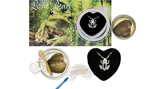 Frog Love Wish Pearl Kit Chain Necklace Kit Pendant Cultured Pearl in Kit Set with Stainless Steel Chain 16