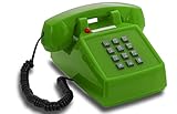 Festnetz-Tastentelefon OPIS PushMeFon Cable: 1970er Retro-Tastentelefon mit klassischer Metallklingel (grün)