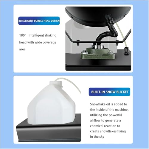 Máquina de nieve comercial JOSBY de 2000 W, con cabeza oscilante de 90°, alcance de chorro de 4-8 m y área de cobertura de 50 m2, control manual o remoto, se puede colgar boca abajo, para bodas, fiestas y fotografía miniatura 7