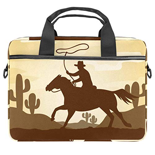 Sacoche ordinateur portable 13,3 14 pouces motif cowboy avec sangle épaule