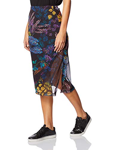 Sommer Saia Midi Tule Feminino, M, Preto/Laranja/Azul
