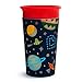 Munchkin Glow in The Dark Toddler Sippy Cup with Miracle 360 Spoutless Spill Proof Drinking Edge, 9 Ounce, Astronaut, Red