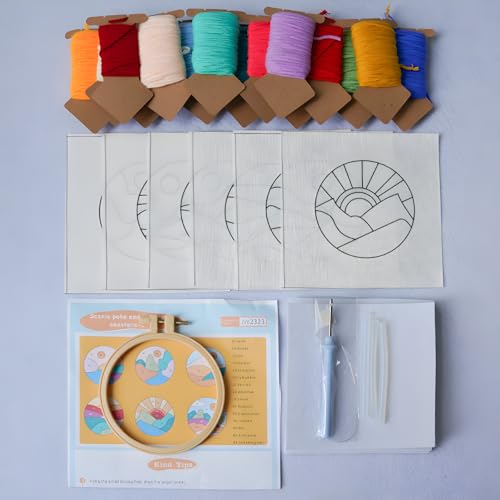 Image of Punch Needle Coasters Kit for Beginners Adults Easy Needle Punch Embroidery Kit Set Threader Instruction Fabric Hoop Yarn Tufting Coaster DIY Making,Coaster Holder Coaster Art Craft Supplies