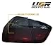 USR DEPO E90 Blackline Tail Lights - Red/Smoke Rear Tail Lamps Set (Left + Right, Inner + Outer) Compatible with 2006-2008 BMW 3 Series 4D 4 Doors Sedan Pre-LCI E90 Chassis (Smoked Black Line Style)