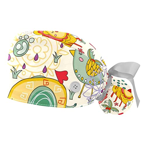 Chapeaux bouffants animaux mignons (lot de 2) - Casquettes de travail ajustables
