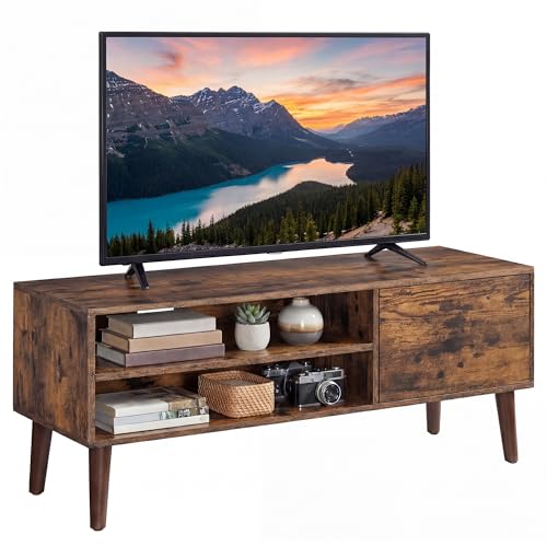 La Mejor Selección de Mesa para Tele los preferidos por los clientes. 47 VASAGLE Mueble de TV, Mesa de TV, para televisores de hasta 55 Pulgadas, Largo de 120 cm, para Salón, Dormitorio, Marrón Rústico MLTV120T01V1