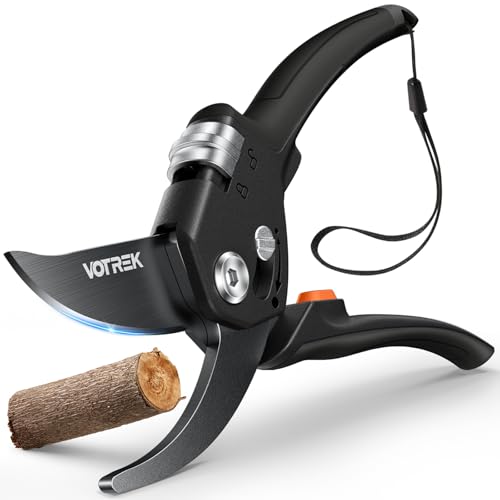 VOTERK 8.5' Tijeras de Podar Para Manos Débiles, Tijeras de Jardinería Bypass Profesionales, Tijeras de Jardín Para Madera Fresca/Flor, 【Cuchillas SK5】【Resorte Incorporado】【Mango Ergonómico】